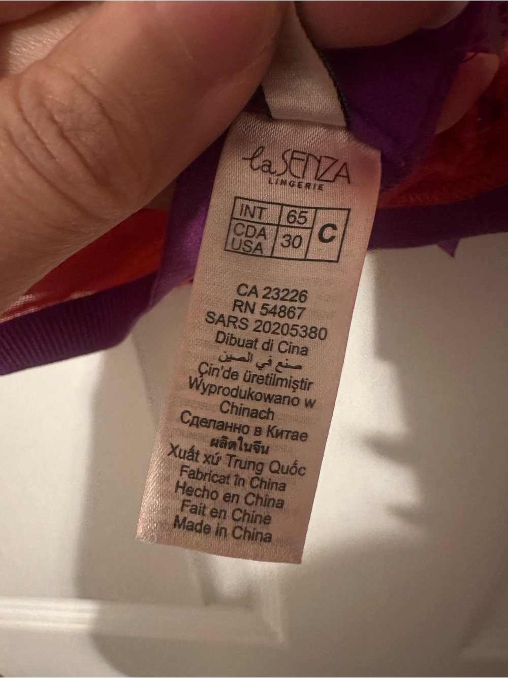La SENZA Red Bra with Purple Lace Accent - Picture 4 of 4